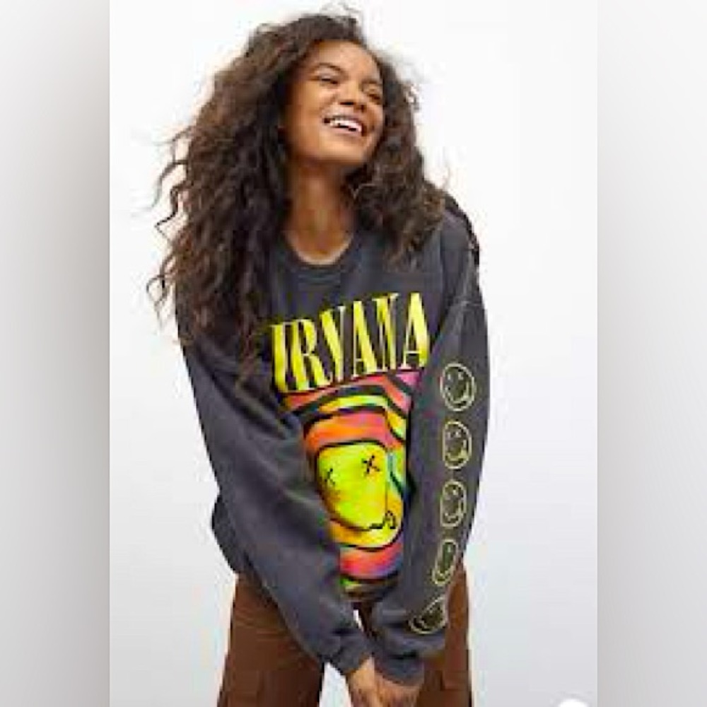 Urban Outfitters Nirvana Crewneck Sweatshirt Oversized Grey